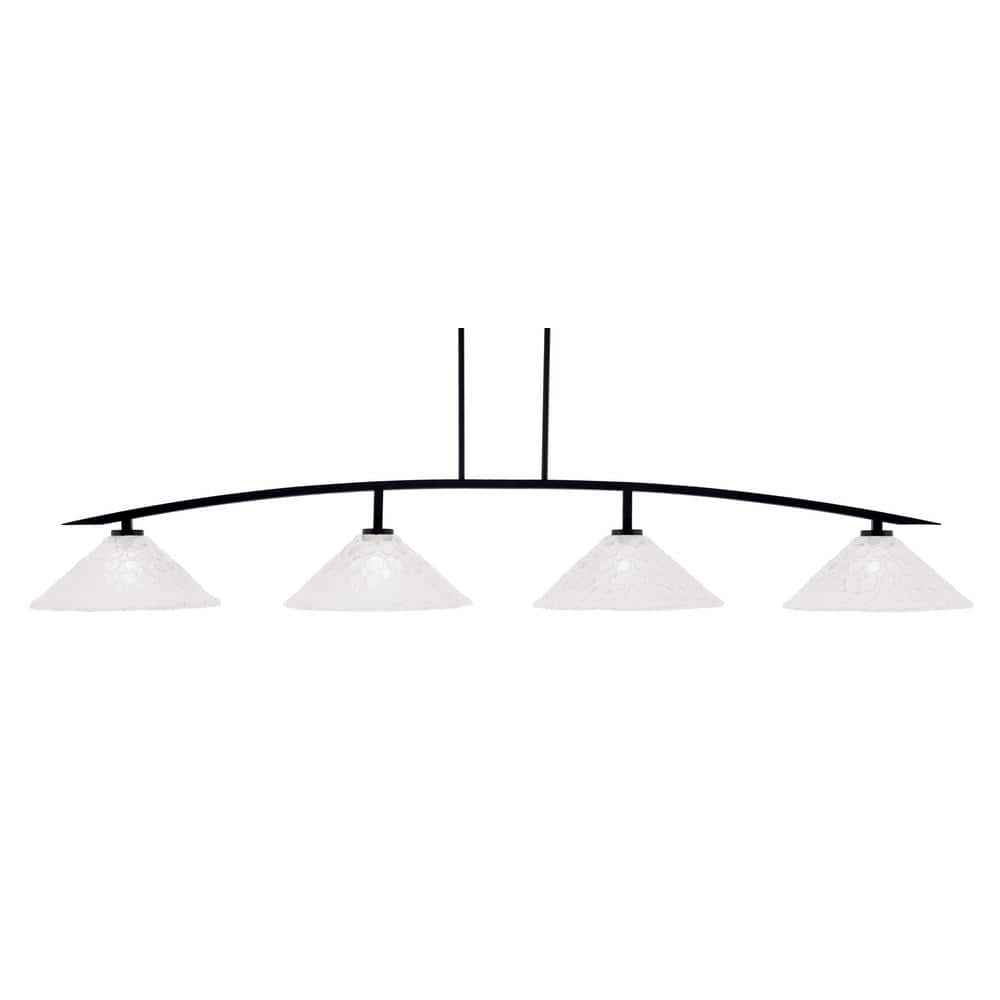 Siena 4-Light Matte Black Billiard Light with 16 in. Italian Bubble Glass S