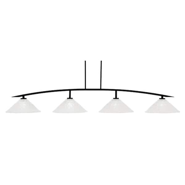 Unbranded Siena 4-Light Matte Black Billiard Light with 16 in. Italian Bubble Glass Shades, no bulbs included