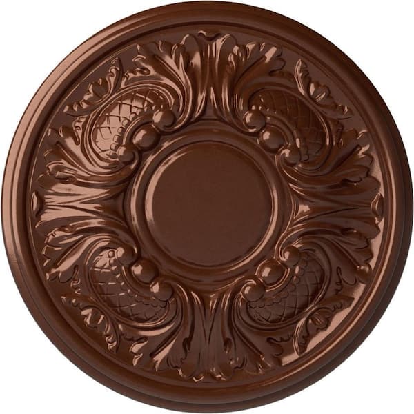 Ekena Millwork 11-3/4 in. x 1-1/4 in. Wakefield Urethane Ceiling Medallion (Fits Canopies upto 3-5/8 in.), Hand-Painted Copper Penny