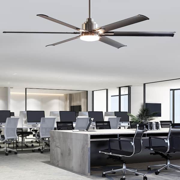 Parrot Uncle 72 in. Modern Integrated LED Brushed Chrome Ceiling Fan with Light and Remote Control