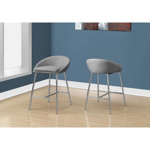 Grey with Chrome Base Bar Stool (2-Piece) HD2298 - The Home