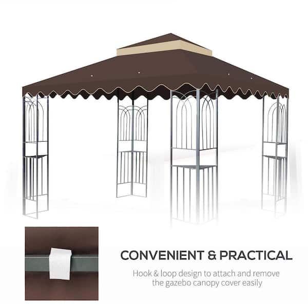 Brown 10 x 10 ft. Outdoor Patio Gazebo Replacement Canopy, Water