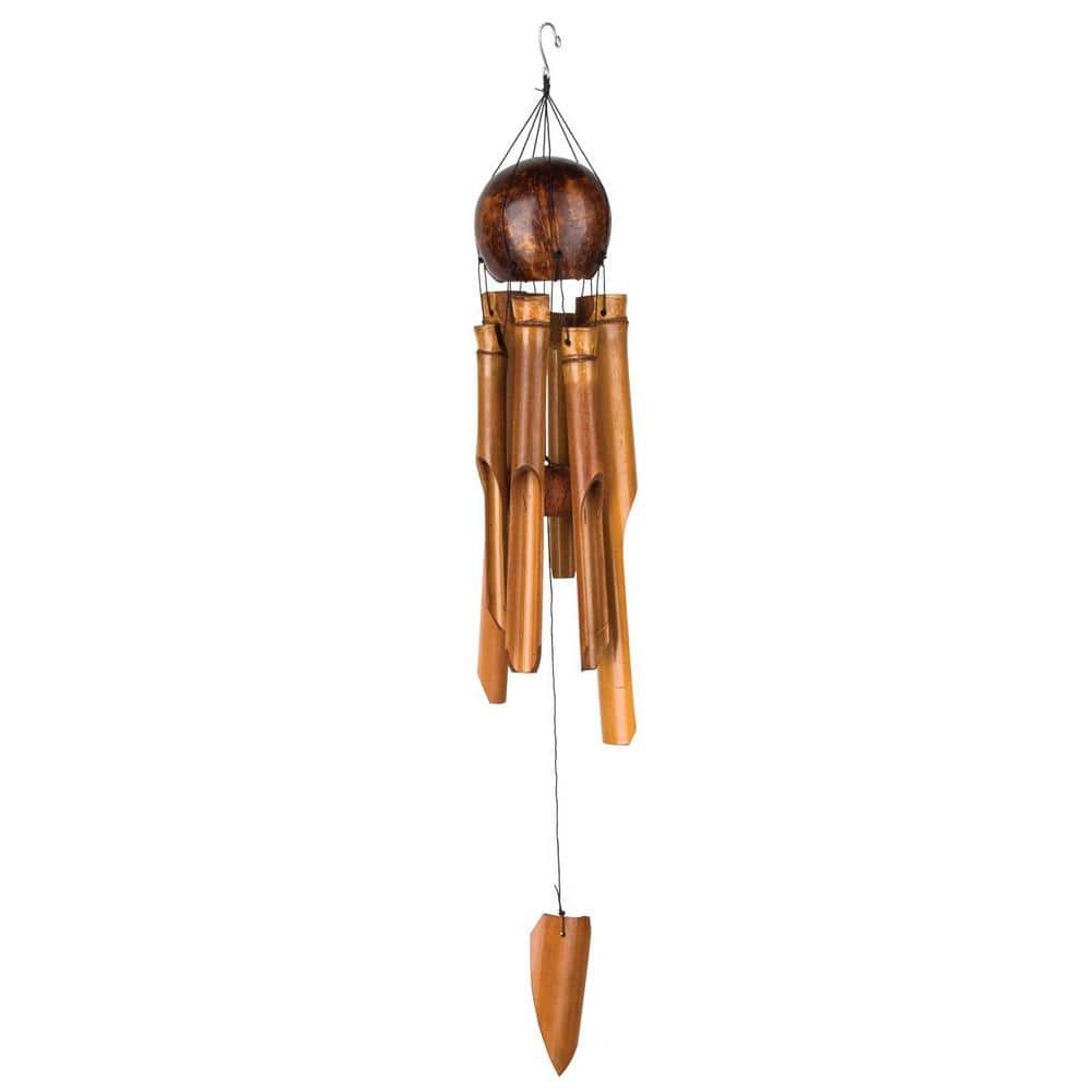 Medium 25'' Brown Coconut and Bamboo Wind Chime