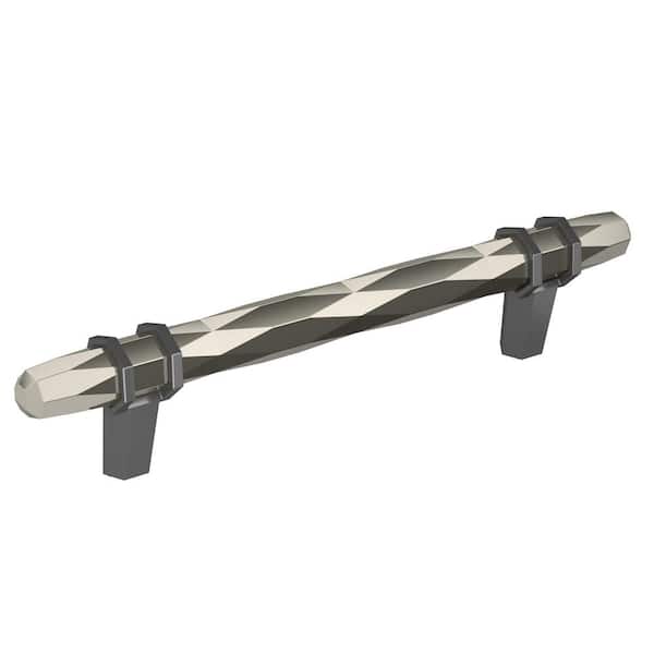 Amerock London 5-1/16 in. (128mm) Modern Polished Nickel/Black Chrome Bar Cabinet Pull