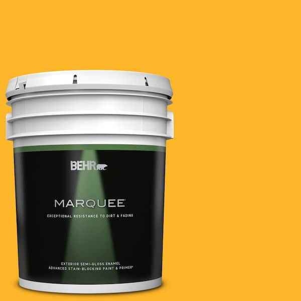 BEHR MARQUEE 5 gal. #P260-7 Extreme Yellow Semi-Gloss Enamel Exterior Paint & Primer