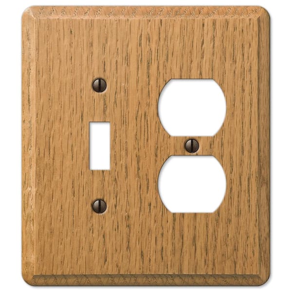 AMERELLE Contemporary 2 Gang 1-Toggle and 1-Duplex Wood Wall Plate - Light Oak