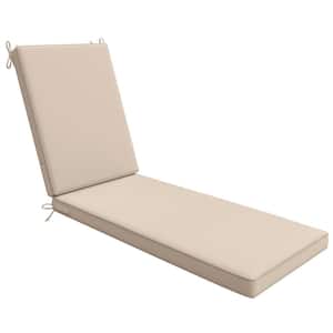 21 in. x 72 in. Outdoor Chaise Lounge Cushions for Patio Furniture, Water-resistant Cushion with Ties in Beige
