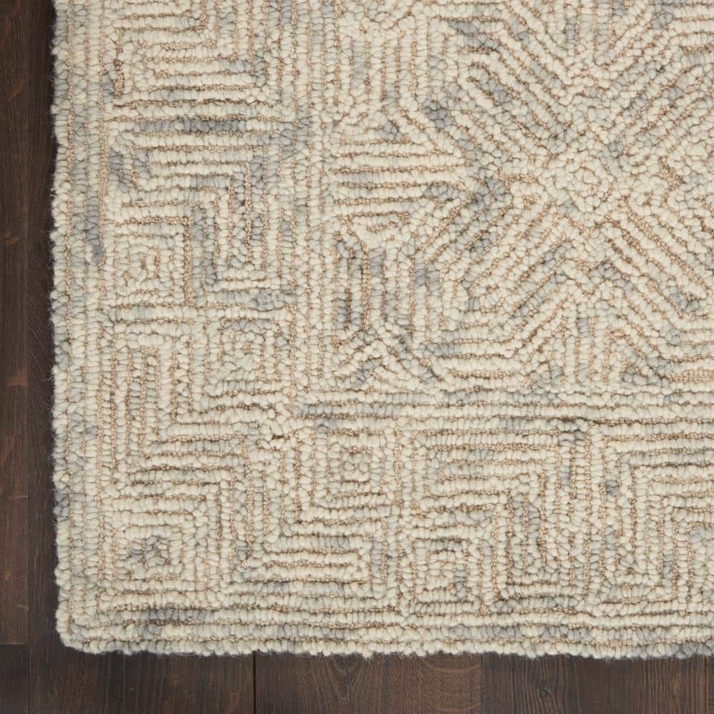 Beige and Grey Hand-Tufted Wool 5' x 7' Area Rug
