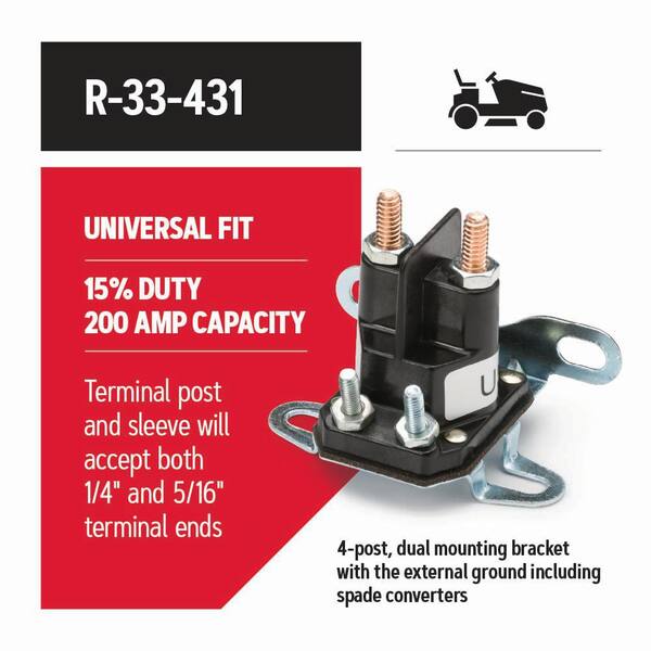 Stevens Lake Parts 435-431 Starter Solenoid – Universal Style Single Pole – Fits AYP & More