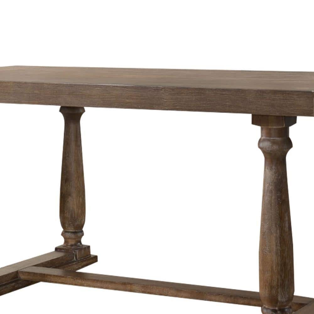 Elegant Oak Brown Rectangular Wooden Dining Table for Six