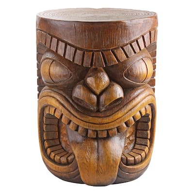 The Lono (Tongue) Grand Tiki 20.5 in. H Sculptural Polyresin Outdoor Side Table