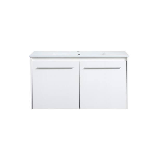 Unbranded Timeless Home 36 in. W x 18.31 in. D x 19.69 in. H Single Bathroom Vanity in White with Porcelain and White Basin
