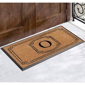 A1HC Heavy Duty Single/Double door, Hand-Crafted Black/Beige 30 in. x 48 in. Coir and Rubber Monogrammed O Doormat