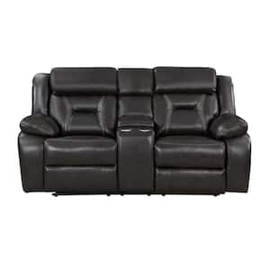 Lazzara Danio 76 in. W 2-tone Gray Faux Leather Double