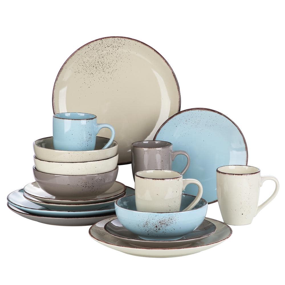 Navia 16-Piece Nature Assorted Colors Stoneware Dinnerware Set (Service for 4) -  vancasso, VC-NAVIA-15-SL