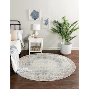 New Classical Olwen Light Blue 6' 0 x 6' 0 Round Rug