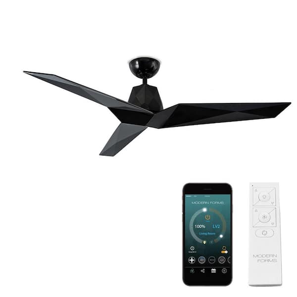 Modern Forms Vortex 60 in. Indoor/Outdoor Gloss Black 3-Blade Smart Ceiling Fan with Wall Control