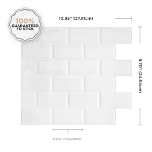 Subway White 10.95 in. x 9.70 in. Vinyl Peel and Stick Tile (2.48 sq. ft./4-Pack)