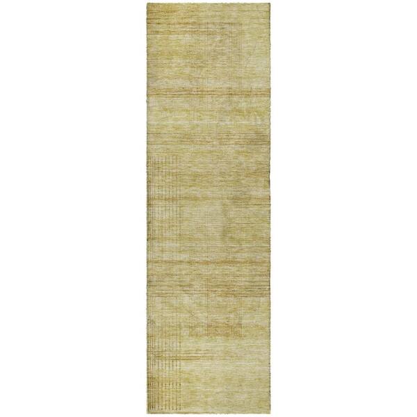 Dream Shag Premium Machine Washable Abstract ADS820 Gold 2 ft. x 7 ft. Runner Rug