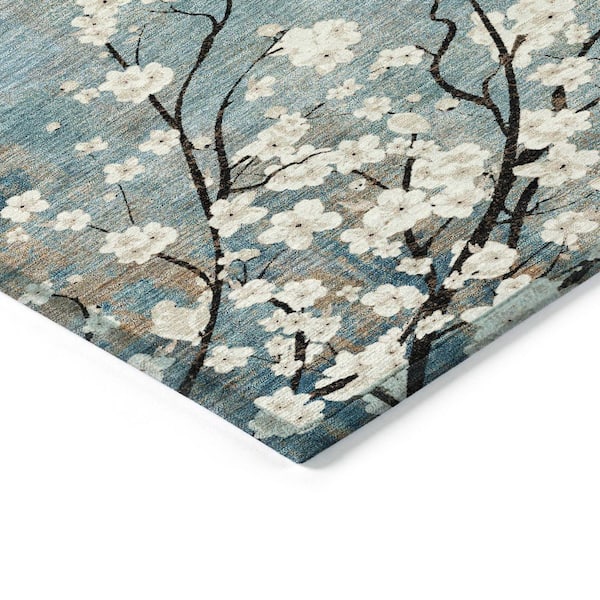 Chantille Machine Washable Indoor/Outdoor Abstract ACN2248 Denim 8 ft. x 8 ft. Area Rug