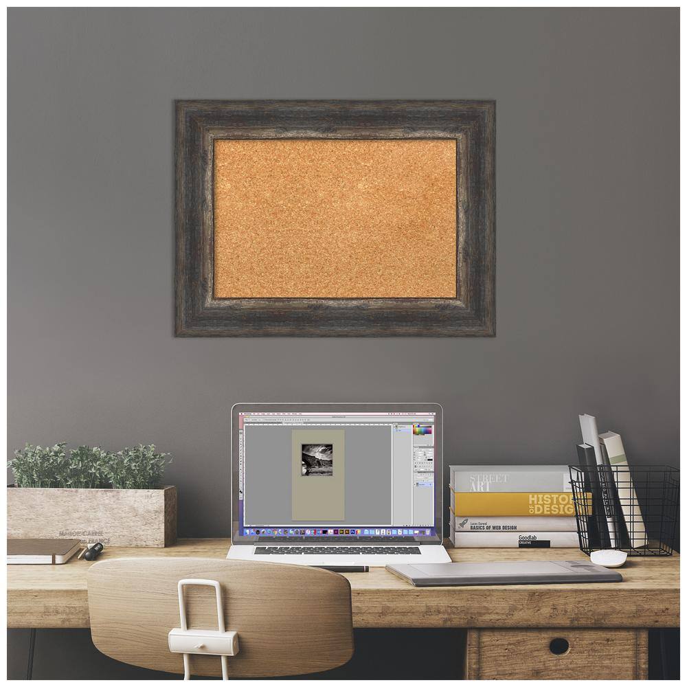 Bark Rustic Char Framed Natural Cork Bulletin Board