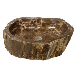 Natural Stone Mid-Sized Vessel Sink in Petrified Wood