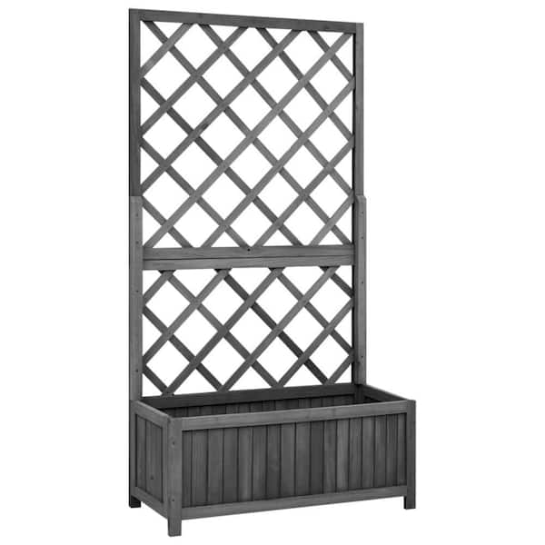 27.6 L x 11.8 W x 53.1 H in. Rectangle Black Outdoor Wood Garden Planter