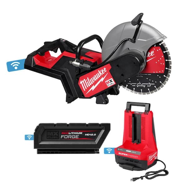 Milwaukee MX FUEL Lithium-Ion 14 in. Cordless Cut-Off Saw w/RAPIDSTOP Brake and HD 12.0 Battery w/Super Charger