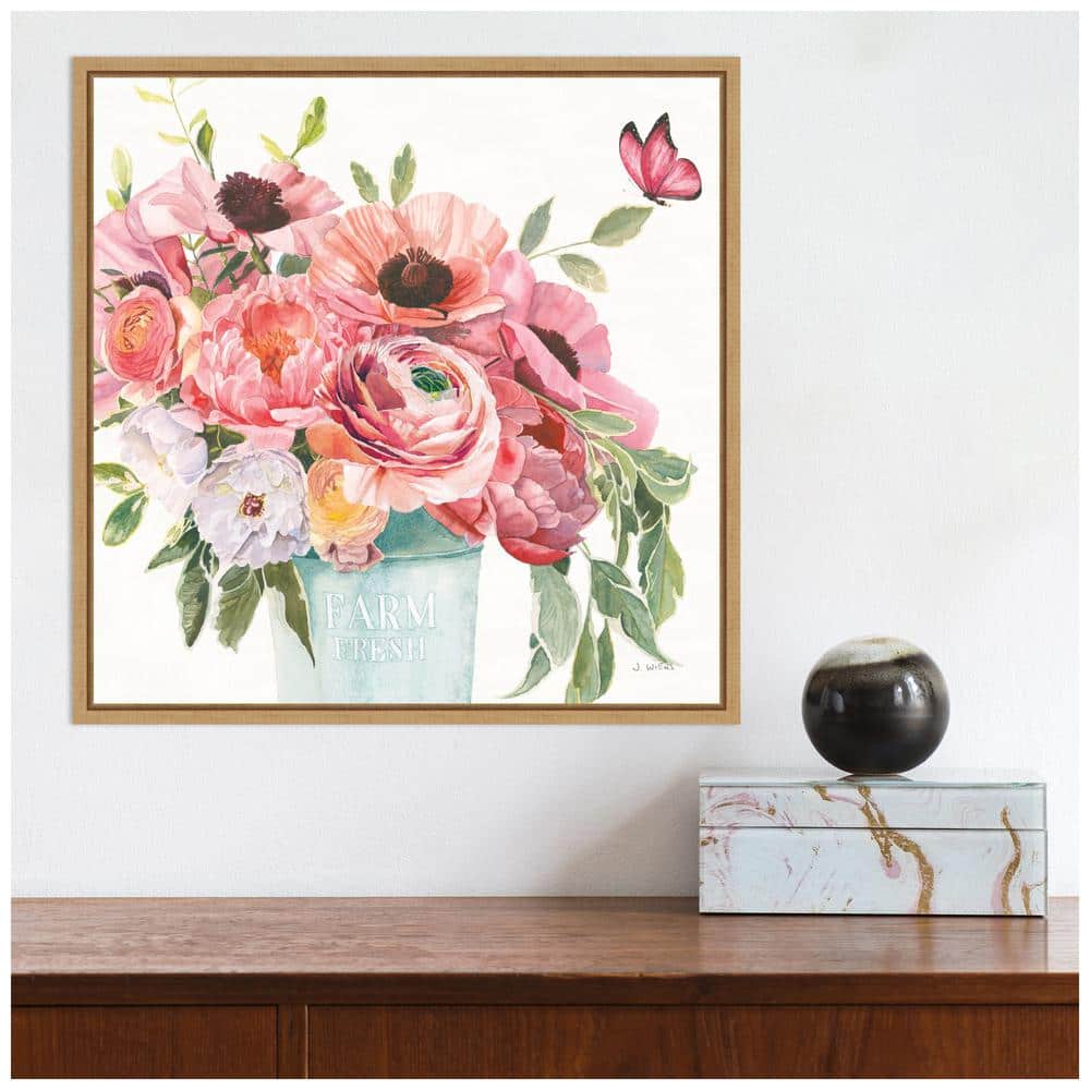 Boho Bouquet XIII Natural Maple Framed Canvas Wall Art