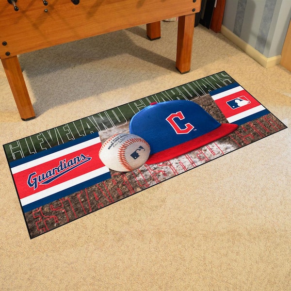 MLB Cleveland Guardians Green 3 ft. x 6 ft. Baseball Field Runner Rug