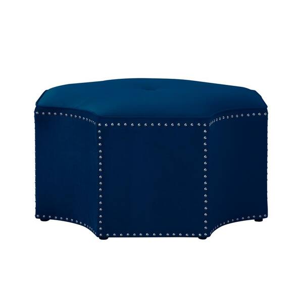 Small Footstool with Handle Ottoman Foot Rest with Padded Velvet Peacock  Blue