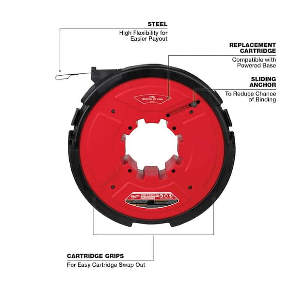 Milwaukee M18 Fuel Angler 120 ft. x 1/8 in. Steel Pulling Fish Tape Drum  48-44-5176 - The Home Depot