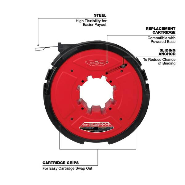 Milwaukee M18 FUEL Angler Fish Tape Drum – 240′ X 1/8" Steel Pulling Tape, 48-44-5178