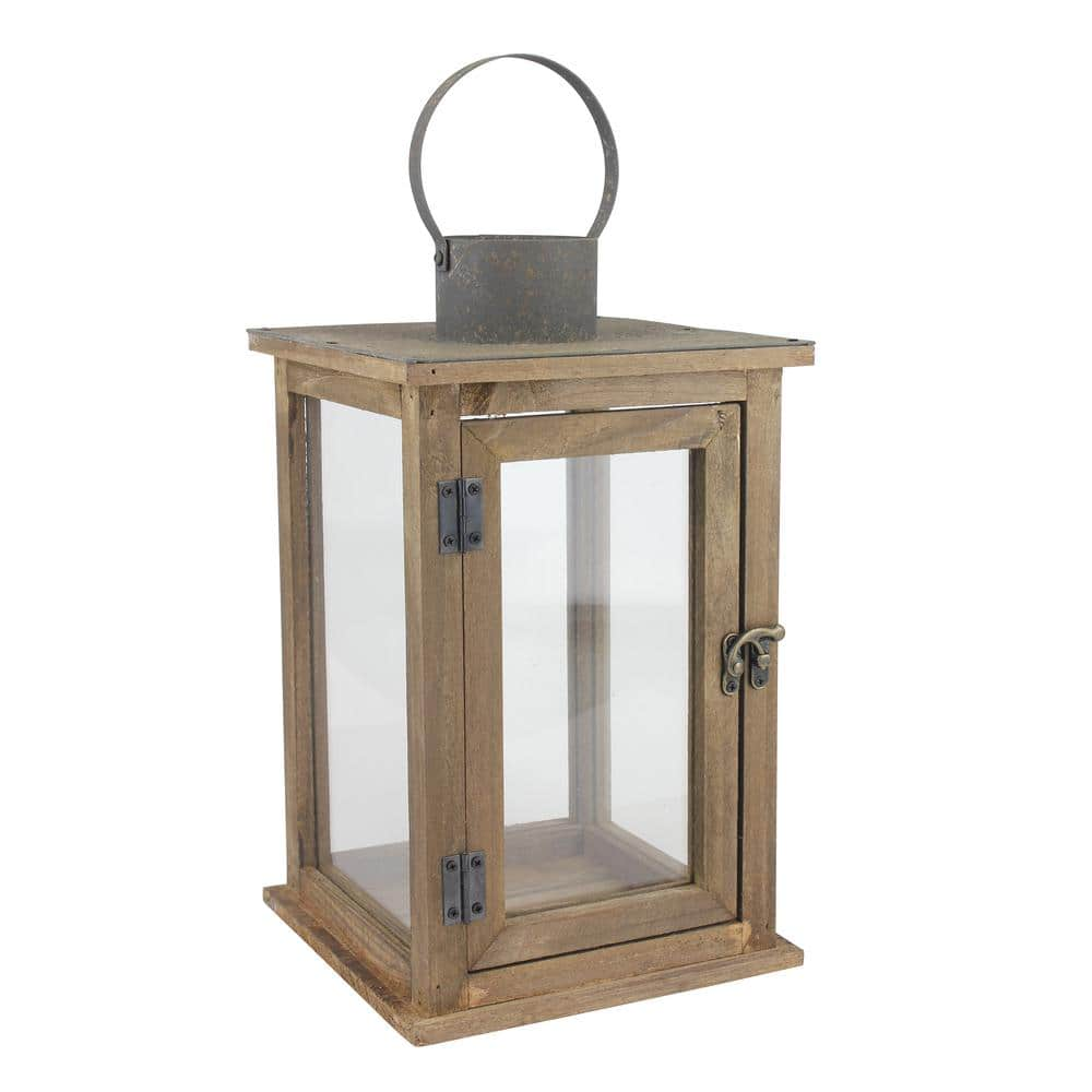 Stonebriar Collection 8 in. W x 13 in. H Rustic Brown Lantern SB-5174B ...