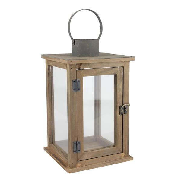 Stonebriar Collection 8 in. W x 13 in. H Rustic Brown Lantern