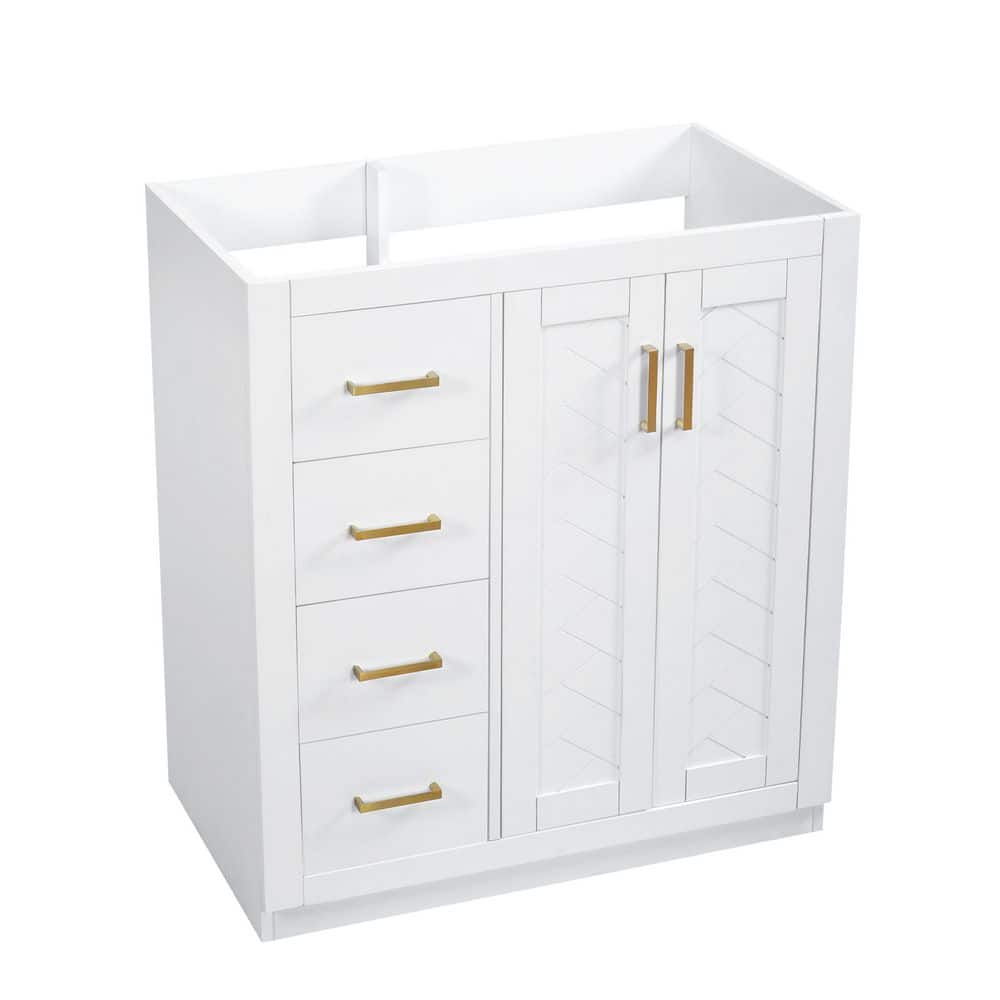 Doris 29.5 in. W Modern Freestanding Bath Vanity Cabinet without Top in White with 3 Drawers and Soft Closing Doors price history on PriceWatchPro