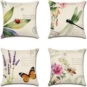 18 in. x 18 in Outdoor Waterproof Throw Pillow Covers Decorative Spring Cushion Covers (Set of 4)