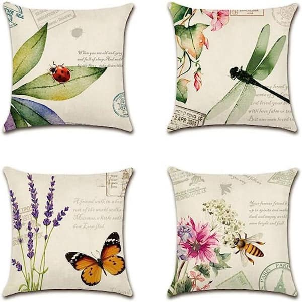 Unbranded 18 in. x 18 in Outdoor Waterproof Throw Pillow Covers Decorative Spring Cushion Covers (Set of 4)