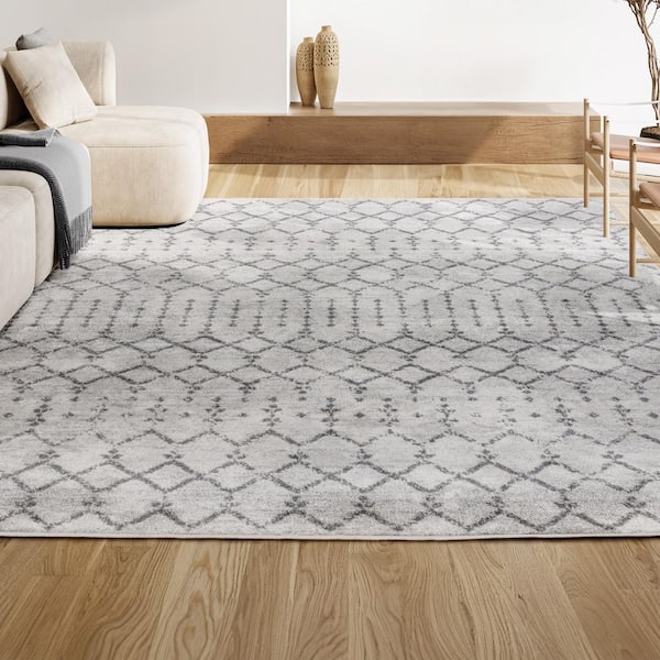 JONATHAN Y Moroccan HYPE Boho Vintage Diamond Cream/Gray 6 ft. x 9