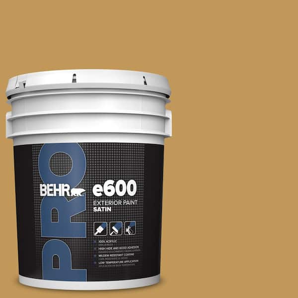 BEHR PRO 5 gal. #330D-6 Townhouse Tan Satin Exterior Paint