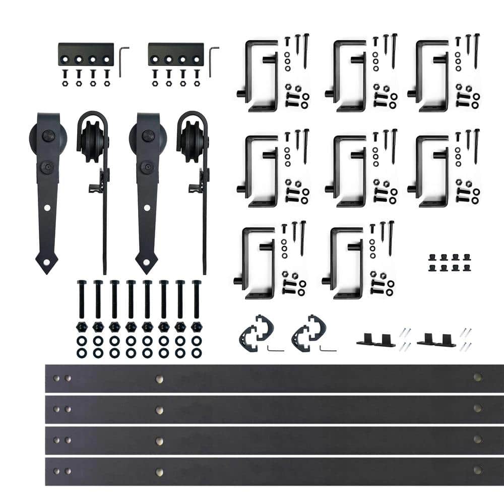 10 ft./120 in. Black Rustic Double Track Bypass U-Shape Sliding Barn Door Hardware Kit - Arrow Design Roller price history on PriceWatchPro