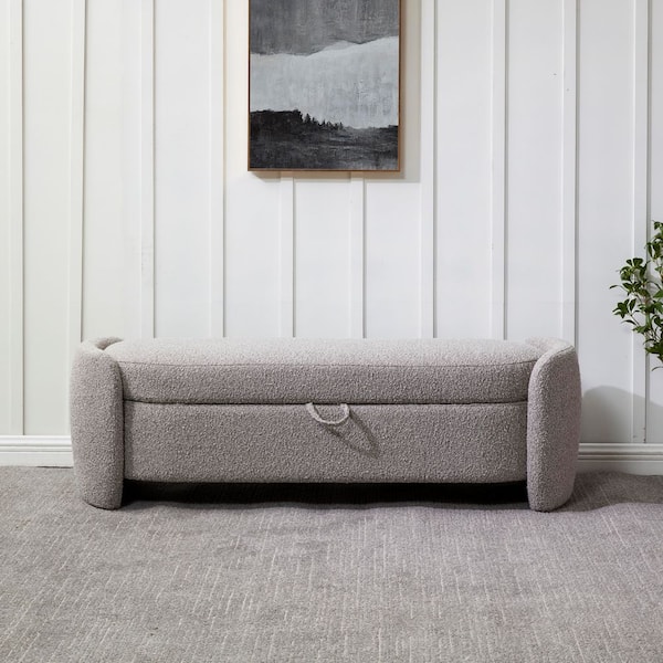 Danianna 60 in. Light Brown Entryway Bench with Storage