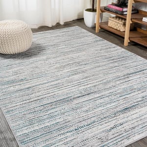 Loom Modern Strie' Gray/Turquoise 4 ft. x 6 ft. Area Rug