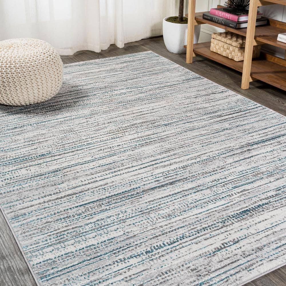 JONATHAN Y Loom Modern Strie Gray Turquoise 5 Ft X 8 Ft Area Rug   Gray Turquoise Jonathan Y Area Rugs Sor200b 5 64 1000 