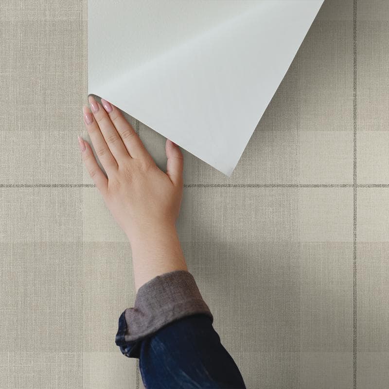 Neutral Plaid Peel and Stick Vinyl Wallpaper Roll