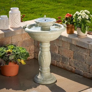 Country Gardens Weathered Stone 2-Tier intelliSOLAR Fountain with Remote