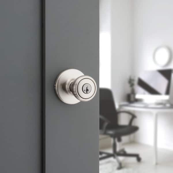 Tylo Satin Nickel Keyed Entry Door Knob featuring SmartKey Security