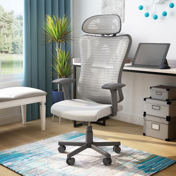 Indrie Gray Fabric Ergonomic Swivel Office Chair