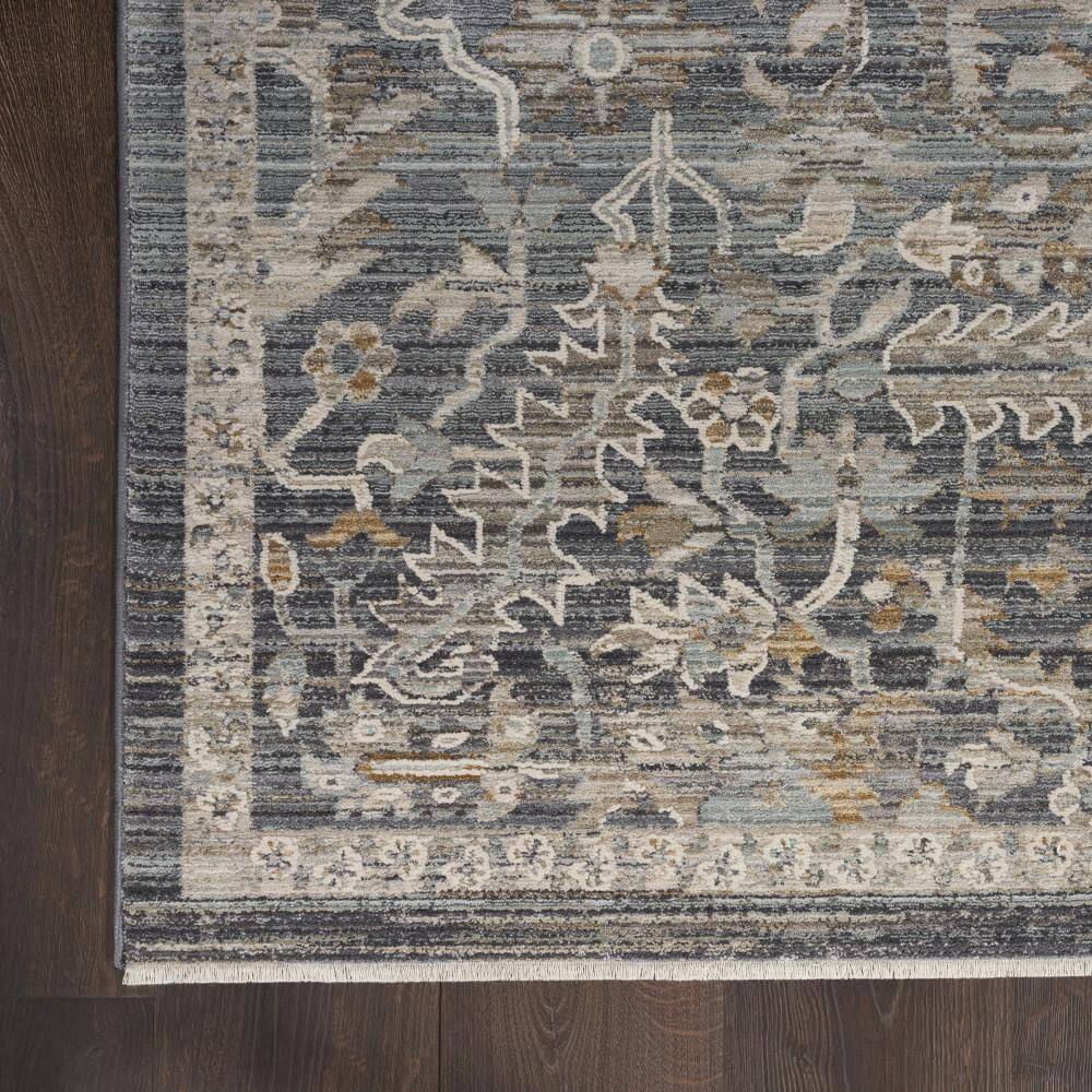 Navy Multicolor Synthetic Floral Rectangular Area Rug