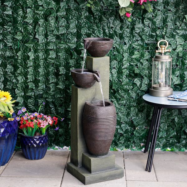 Alpine Corporation 32 in. Tall 3-Tier Basins Waterfall Fountain